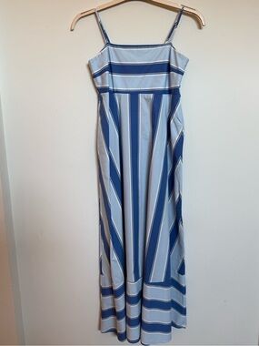 Blue Stripe Spaghetti Strap Maxi Dress